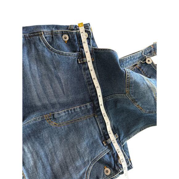 Love Tree‎ Denim Short-all Bib Shorts Distressed Utility Cowgirl- Large - Picture 4 of 7